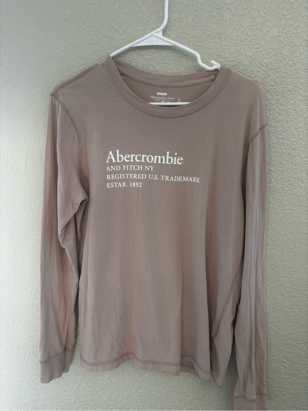Abercrombie & Fitch Taupe Long-Sleeve Logo Tee